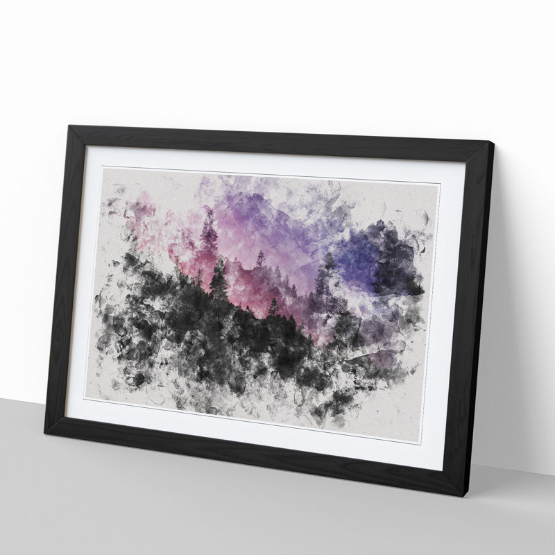 Purple Forest - Single Picture Frame Print on Wood, Black Framed, 48cm H x 65cm W x 2cm D