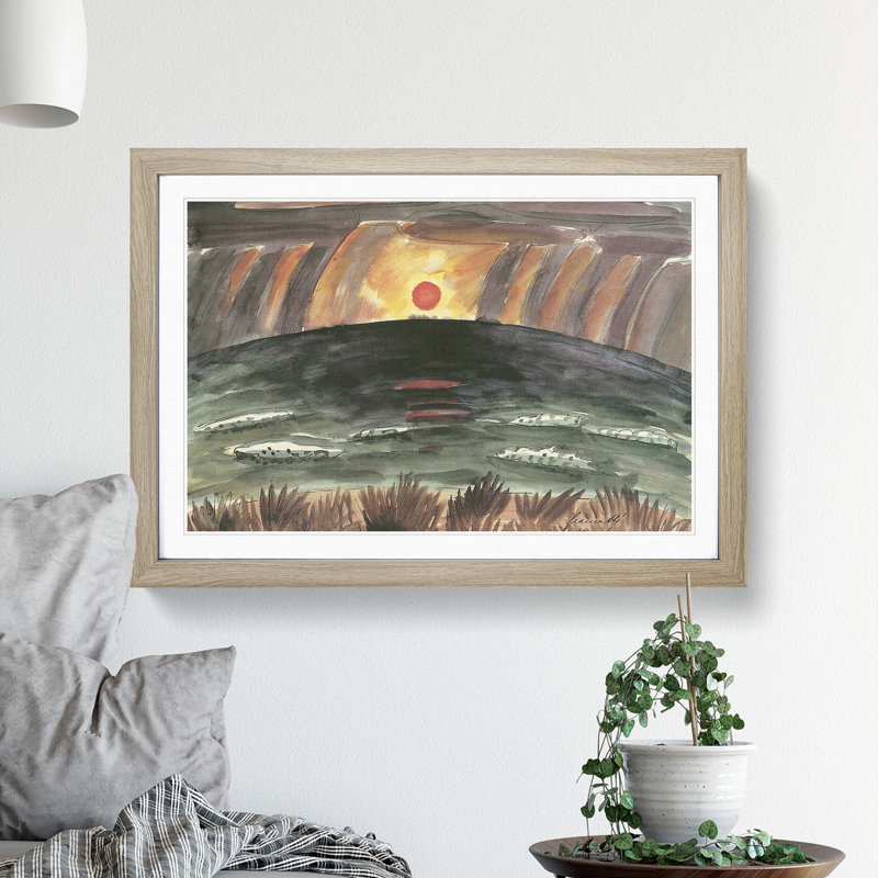 Sunset by Walter Gramatte - Picture Frame Painting, 48cm H x 65cm W x 2cm D, Oak Framed