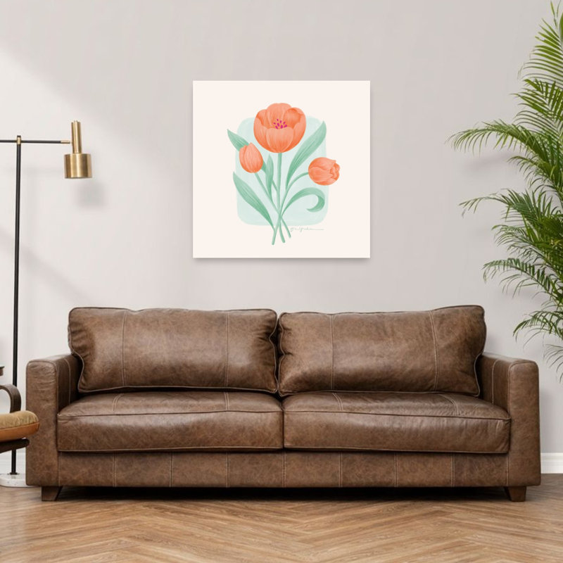 «Spring Blooms III Abstract Contemporary Tulip Flower Landscape», reproduction d'art murale, H 36 po x l 36 po