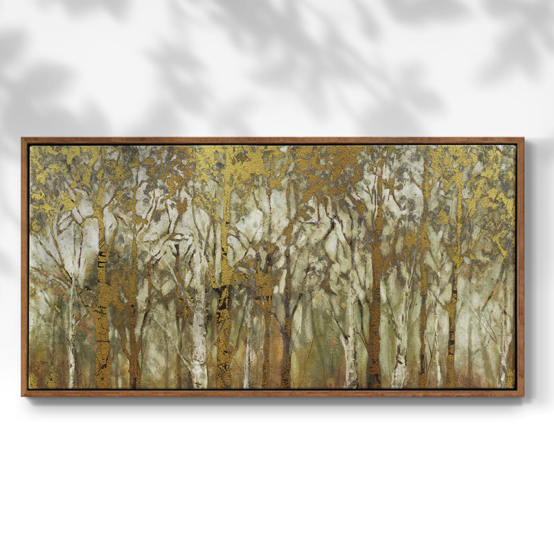 Birch Grove - Toile tendue avec châssis encadré - Prêt à accrocher, H 25 po x l 49 po, Noyer