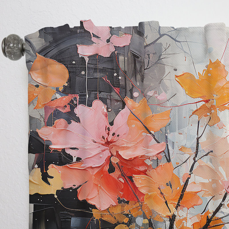 Coral Grey Maple Tree Maple Serenade - Traditional Velvet Curtain - Room Darkening - 1 Panel, 52" W x 90" L