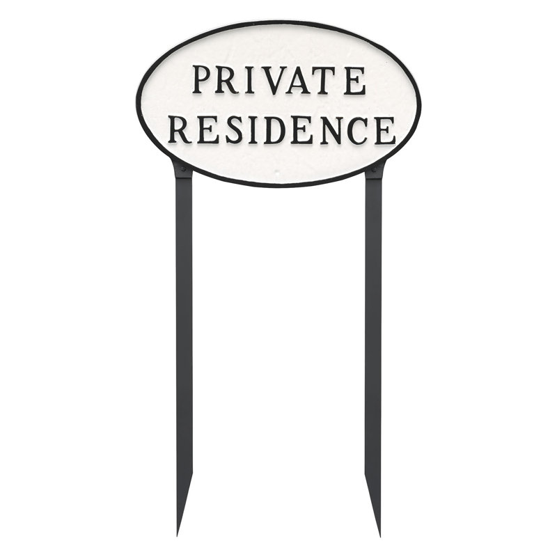 Private Residence Statement Garden Sign, White/Black