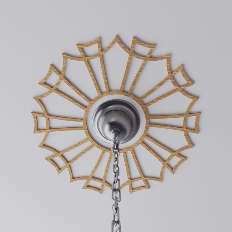 Augustus Wood Fretwork Pierced Ceiling Medallion, Oak, 32" H x 32" W x 0.25" D