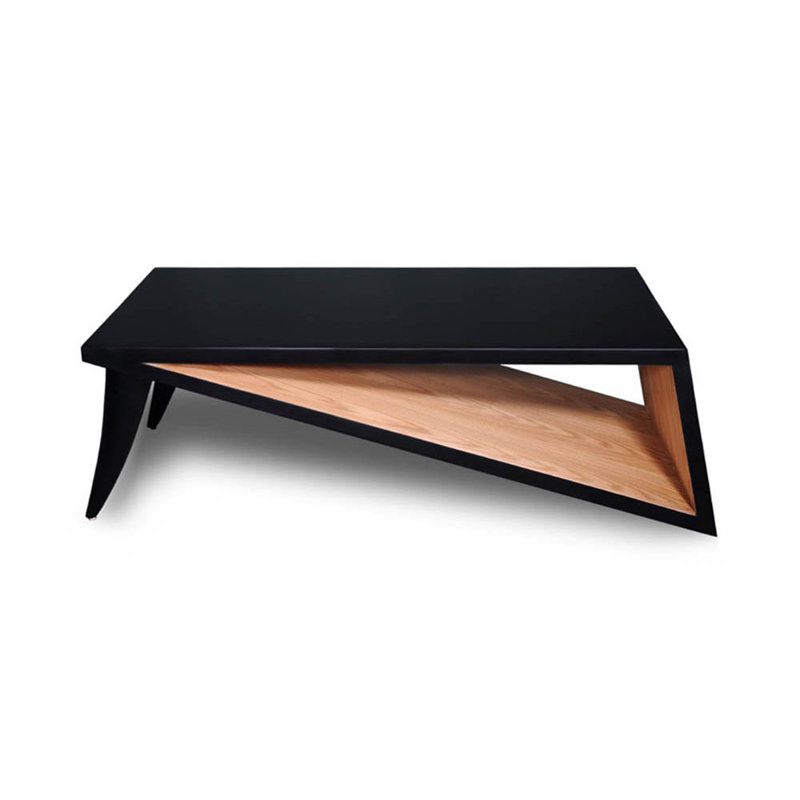 Cybelle Solid Wood Abstract Coffee Table with Storage, Navy/Black
