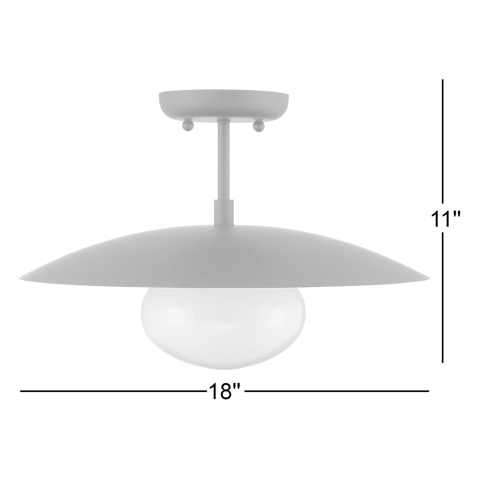 Del Single Light Metal Semi Flush Mount, Brass