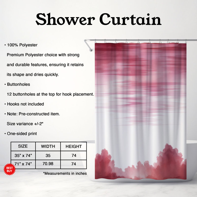 Rideau de douche Pink Dye, H 74 po x l 71 po