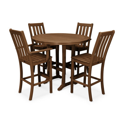 POLYWOOD Vineyard 5-Piece Nautical Trestle Bar Set