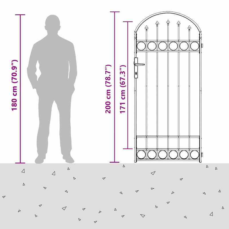 Gate with Gate in Grey, 89 x 200 cm