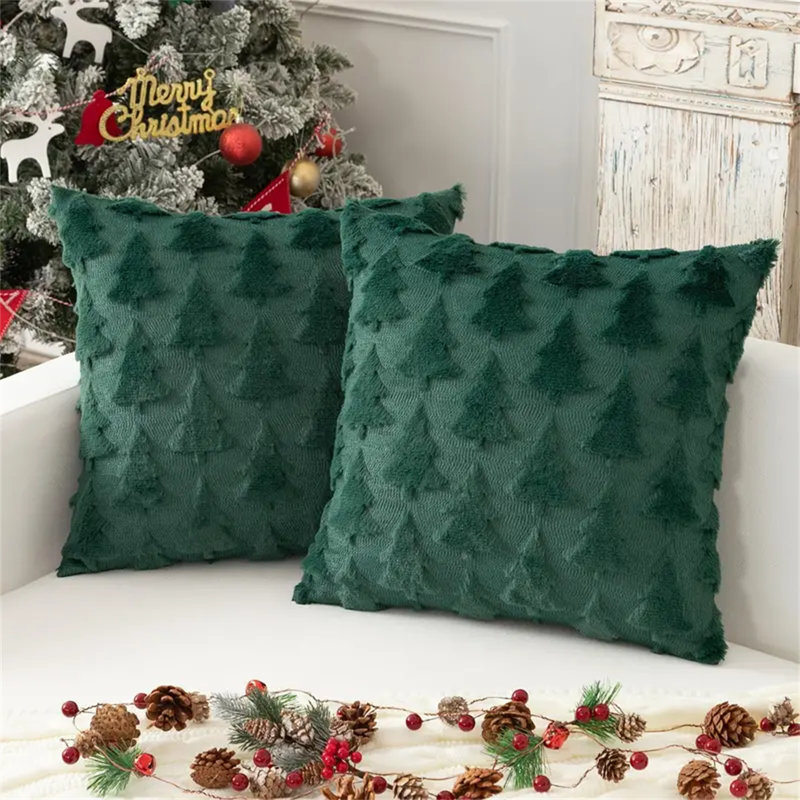 Christmas Tree Throw Pillow Cases Set Of 2, Green