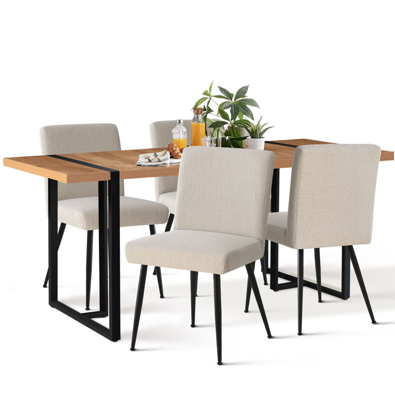 4-Person Rectangle Dining Table Sets, Beige
