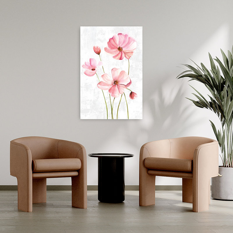Jolie fleur rose printanière contemporaine, H 36 po x l 24 po