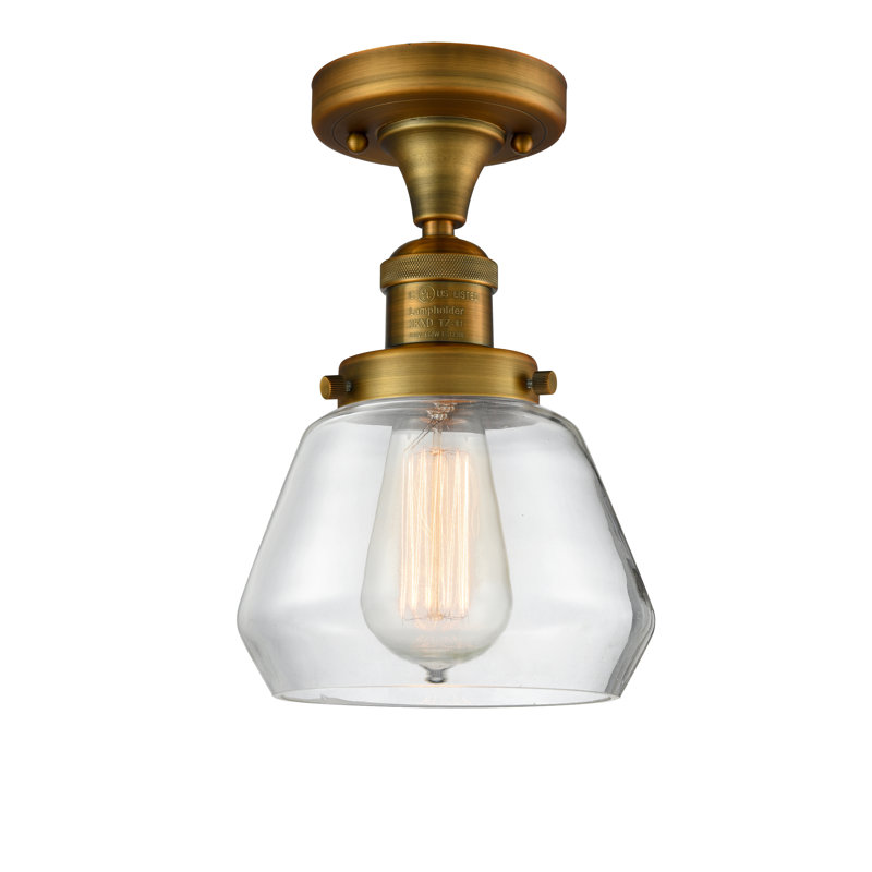 Chill Glass Semi Flush Mount, Brushed Brass, Clear