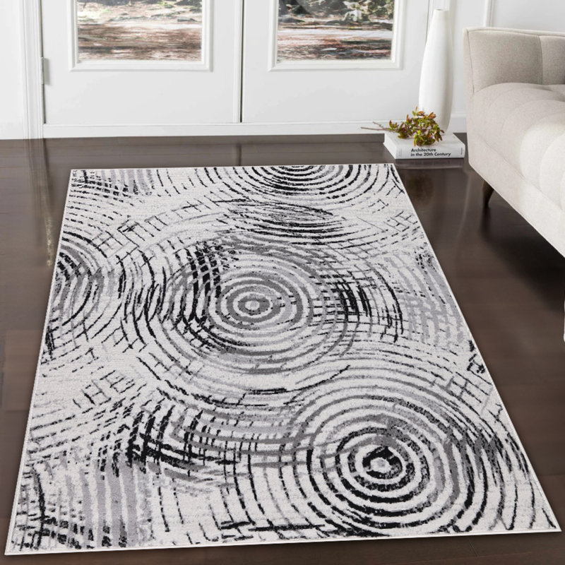 Tapis noir et gris Dream Collection, Rectangle 5 pi 3 po x 7 pi 3 po