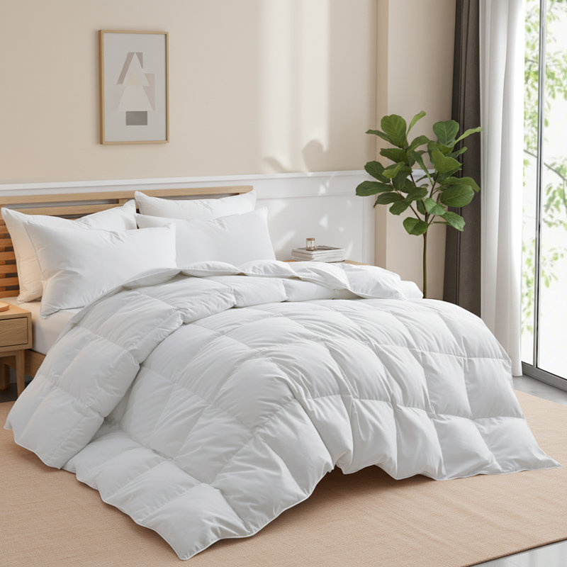 All Season White Goose Feather Down Comforter Duvet Insert, King