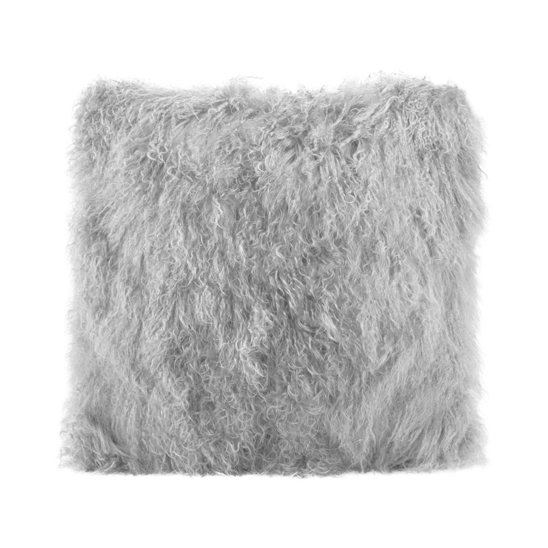 Tibetan Lamb Sheepskin Pillow by Outpost Original, Light Gray, 20" x 20"