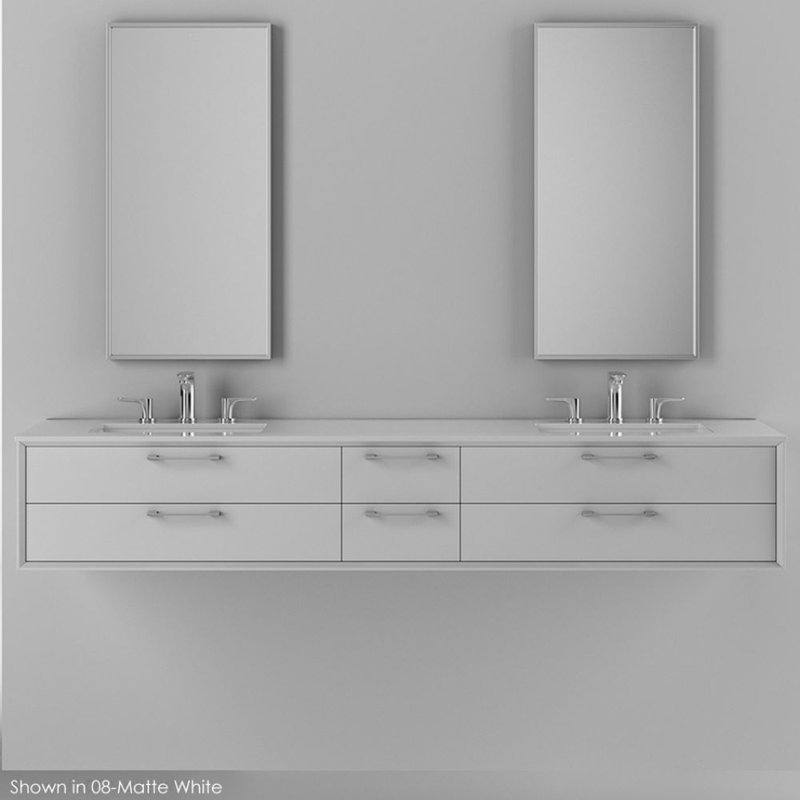 Gemelli 72'' W Vanity Top, Polished White