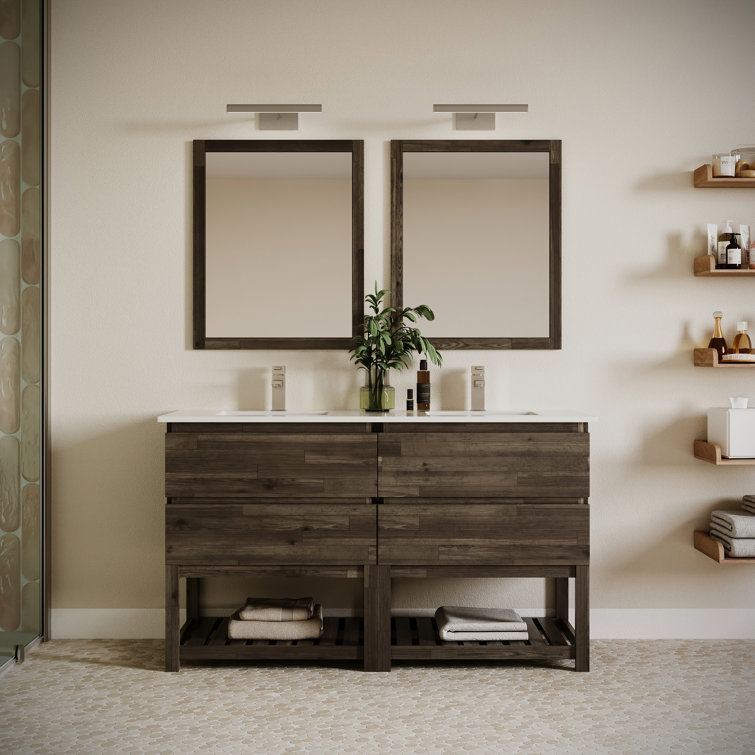Fresca Formosa 60" Freestanding Open Bottom Double Sink Bathroom Vanity Set with Top and Sink - Faucet Not Included