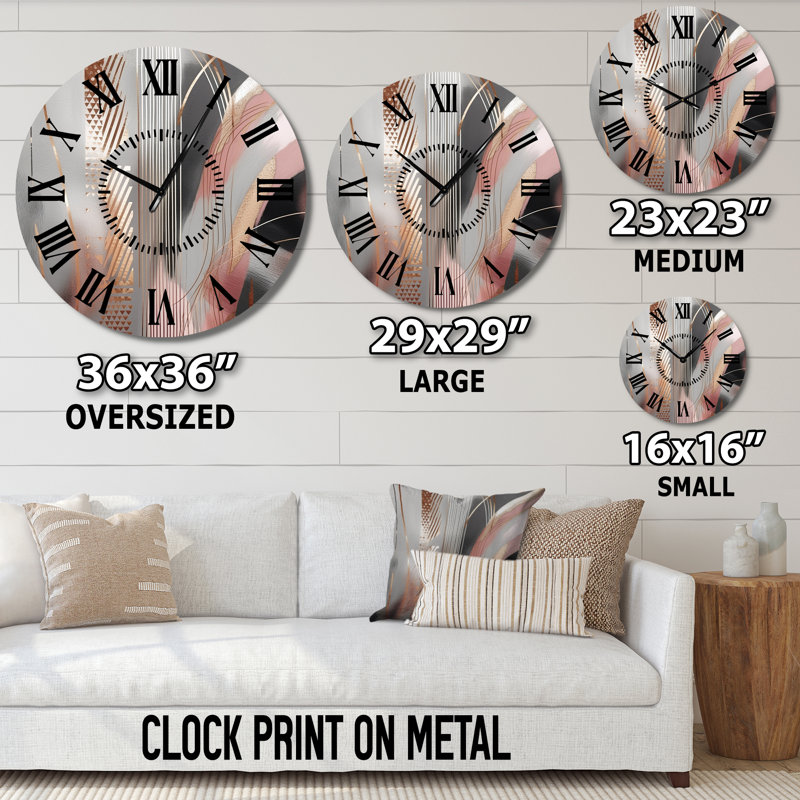 Horloge murale rose à motif de cercles complexes, Médium