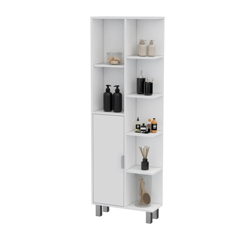 Armoire à linge blanche à 9 tablettes