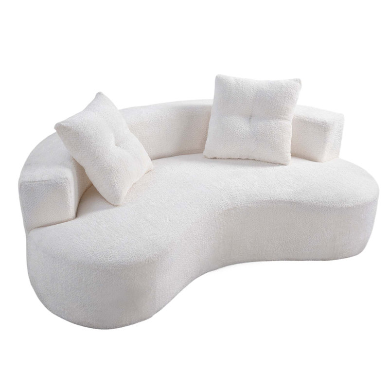Canapé 79,5 pouces à 3 places pour le salon, canapé désossé avec 2 coussins, canapé rembourré, 3, Blanc, crème