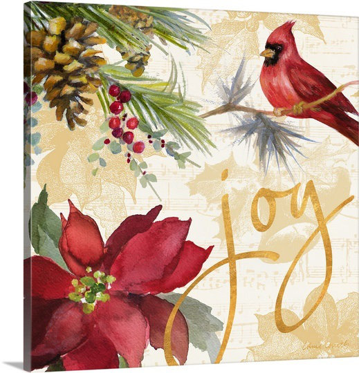 'Christmas Poinsettia I' Painting Print on Wrapped Canvas The Holiday Aisle® 