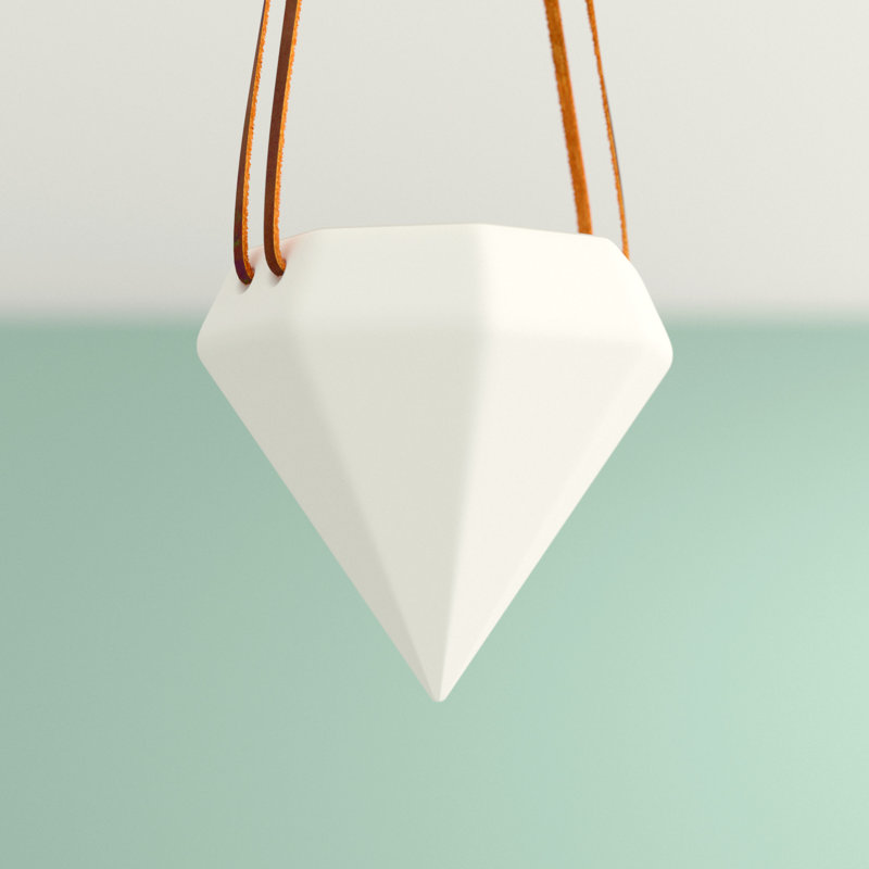 Pot à fleurs suspendu en céramique Guilford Diamond, Blanc mat