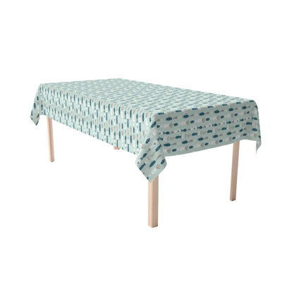 Rectangular Tablecloth, 100% Cotton, 52X104", Doodle Fishes