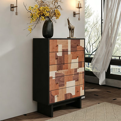 Mid Ancient Style Wooden Veneer Accent Chest