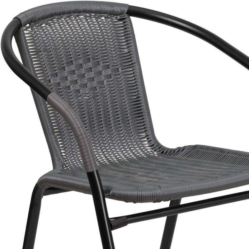 Ensemble de 2 chaises de restaurant Arthor Rattan, Gris
