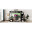Lit mezzanine double en métal noir avec bureau, rangement et DEL pour une utilisation polyvalente en garde-robe