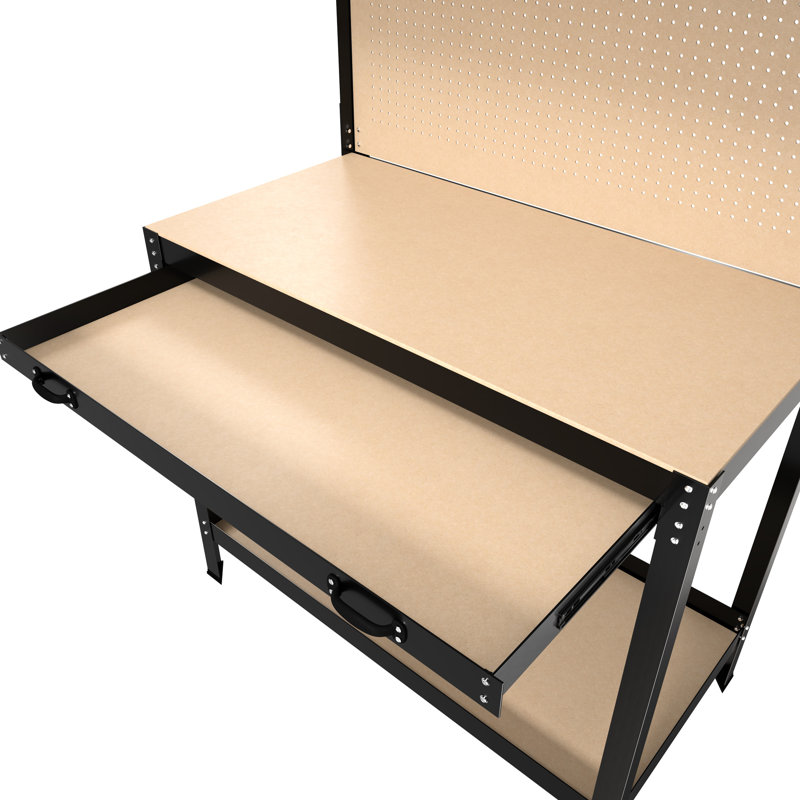 Établi 63 po avec tiroirs et table d'une capacité de 300 lb pour la structure en acier de l'atelier, imperméable, antirouille et acier de garage