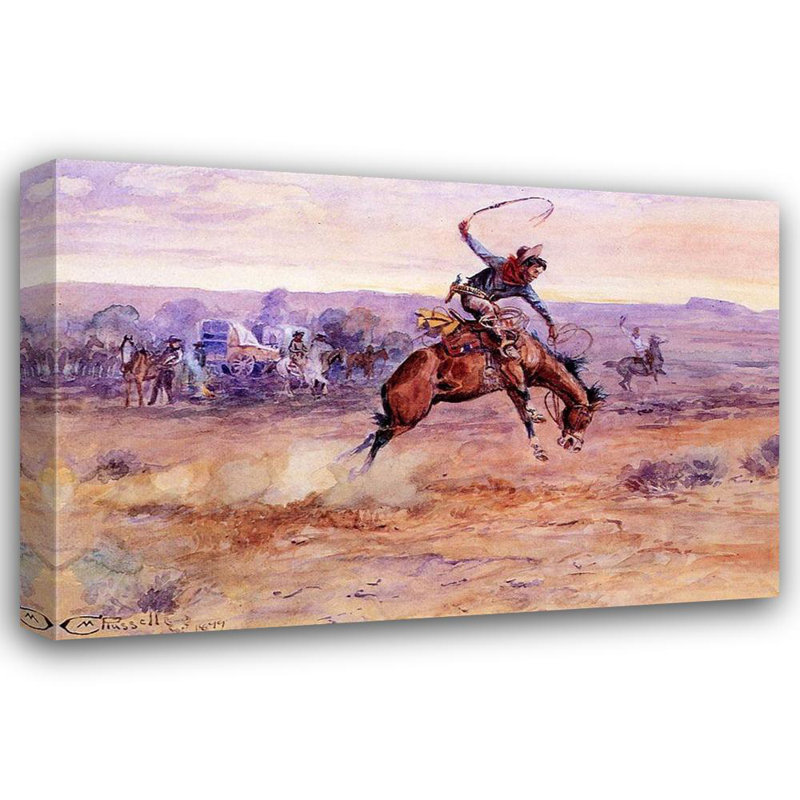 «Red Barrel Studio® Russell, Charles Marion Gallery», art sur toile titré: Bucking Bronco 54599, H 13 po x l 18 po