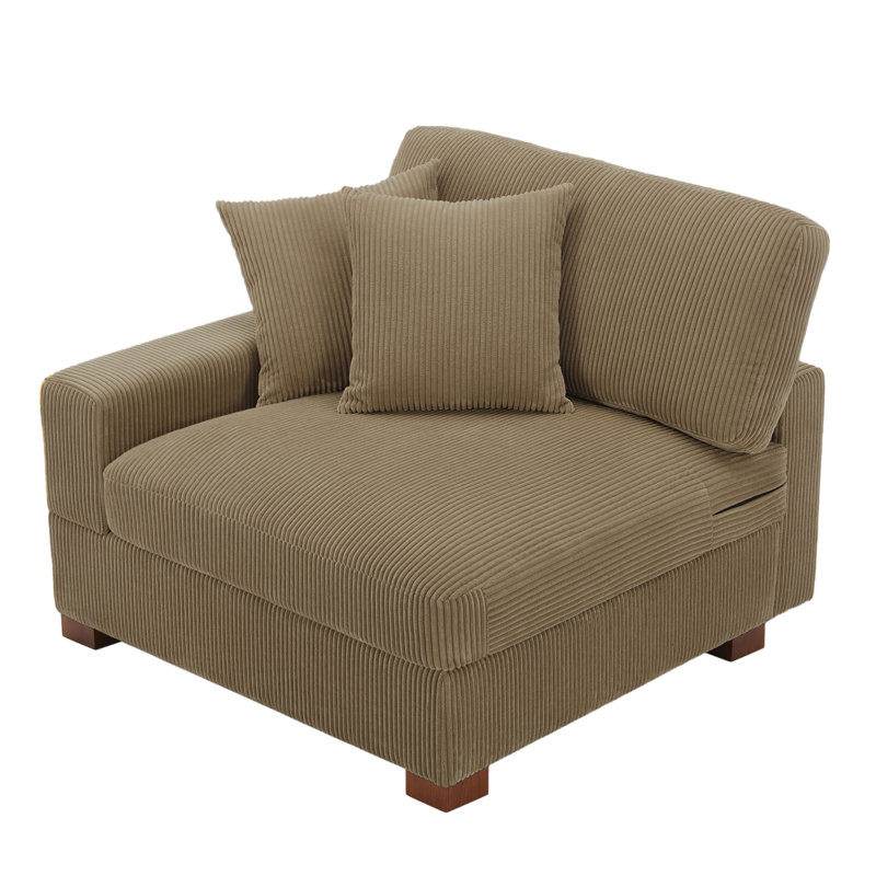 Upholstered Corduroy Armchair, Camel Corduroy
