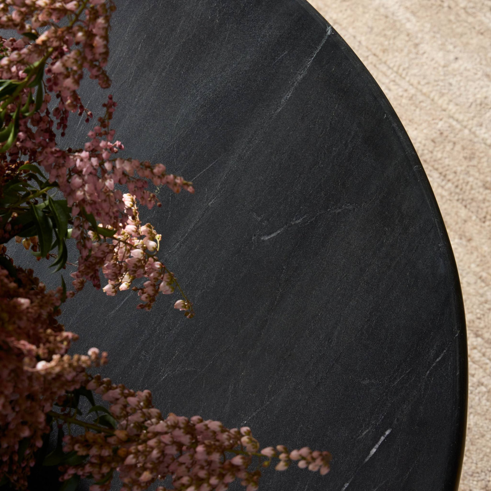 Calila 78'' Oval Marble Dining Table, Black Marble