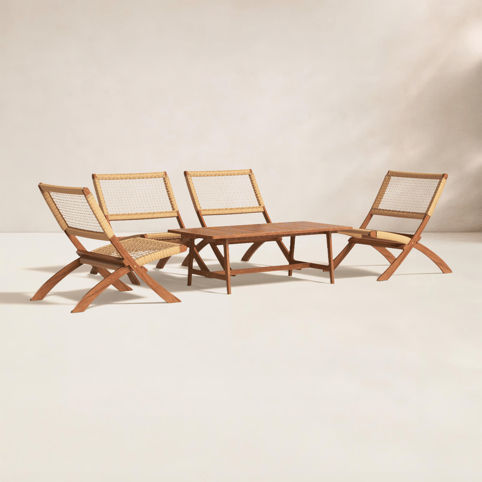 4 - Person Acacia Patio Seating Group, Natural