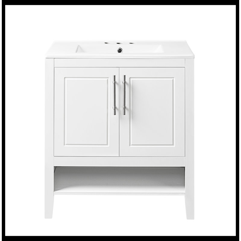 Meuble-lavabo de salle de bain avec lavabo, armoire de salle de bain multifonctionnelle avec portes et tiroirs