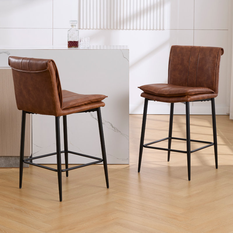 Modern Upholstered Counter Stool With Backrest, With Pedals,With Metal Frame, Counter Height Bar Stool For Kitchen Island,Coffee Bar.