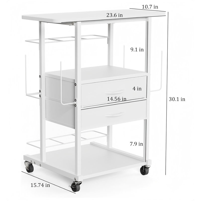 Wrapping Paper Storage Cart With 12 Rolls Wrapping Paper Organizer Holder, Rolling Craft Cart With 2 Fabric Drawer, Gift Wrapping Station With 4 Hooks Storage Ribbons And Gift Bags, Spave Saving
