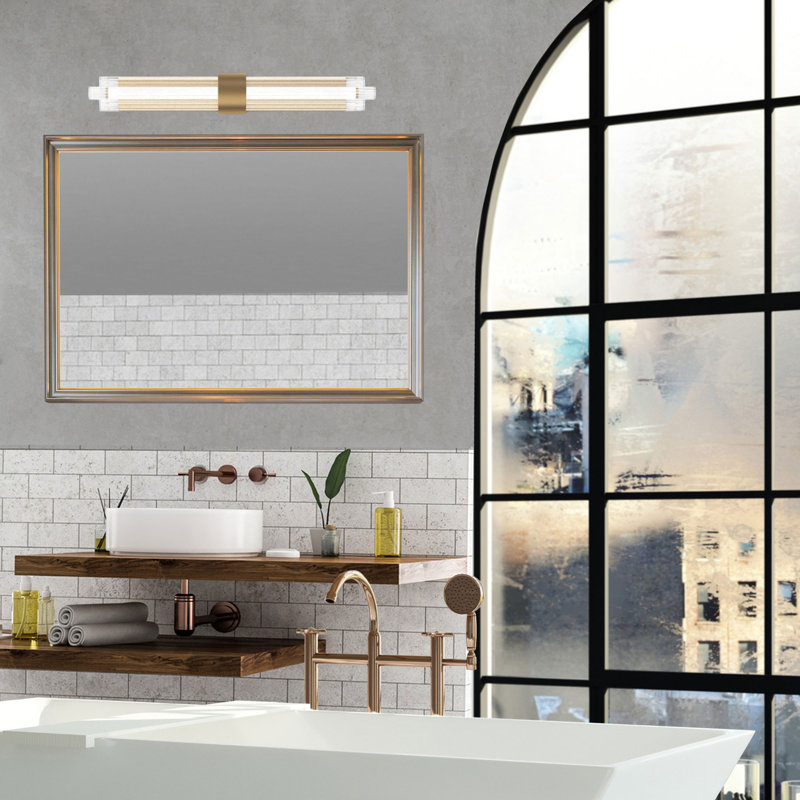 Luzerne 2 - Light Dimmable LED Aged Brass Vanity Light, 28" Height, Aged Brass