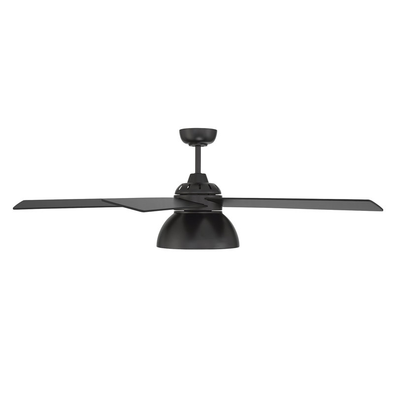 52" Roir 5 - Blade LED Standard Ceiling Fan in Black with Remote Control and Light Kit Included, Black