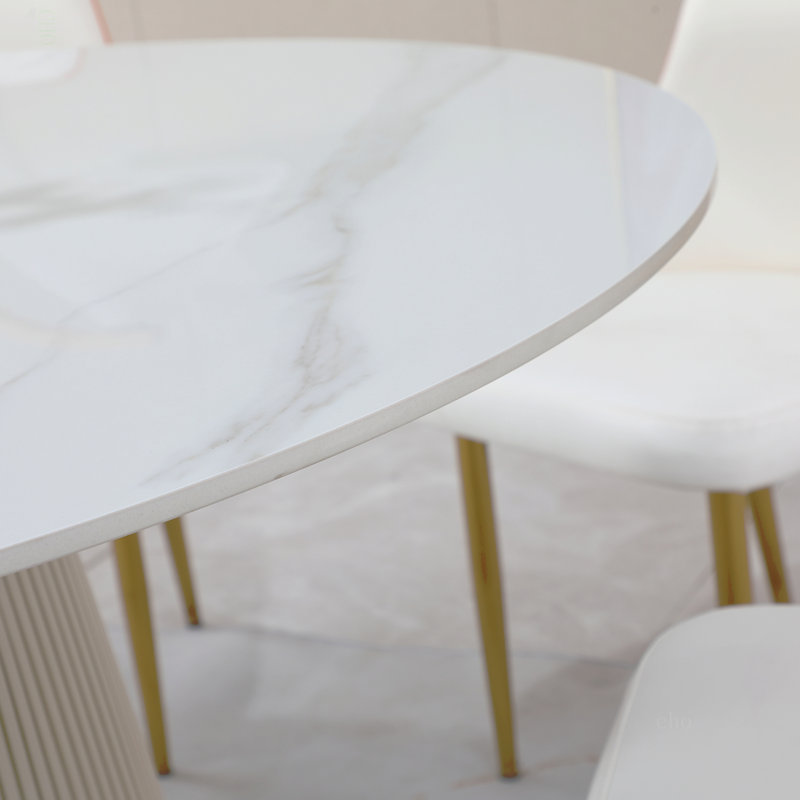 Round sintered stone carrara white dining table