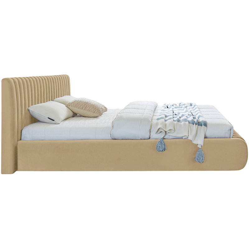 Nico Tufted Panel Bed, King, Camel Velvet
