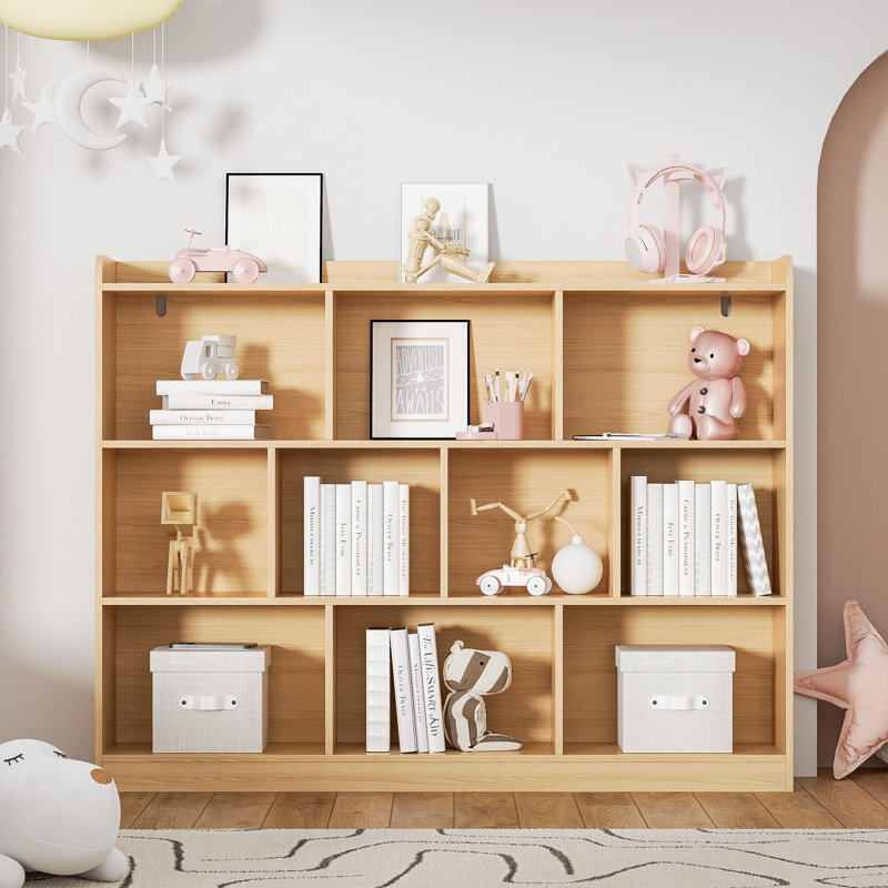 Ebern Designs White Cube Bookshelf, Wood Bookcase With 3 Tier Open Shelves, 10-cube Minimalist Storage Shelf For Living Room, 43.3" W X 35.4" H