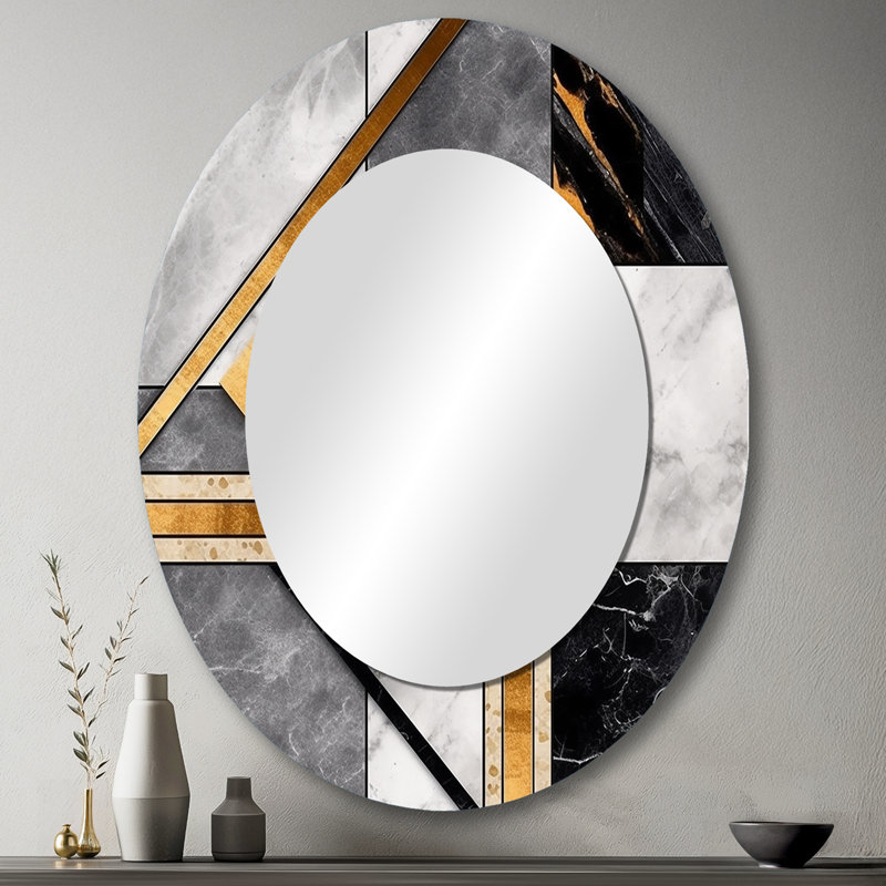 Lando - Miroir abstrait en métal, 43 po x 33 po
