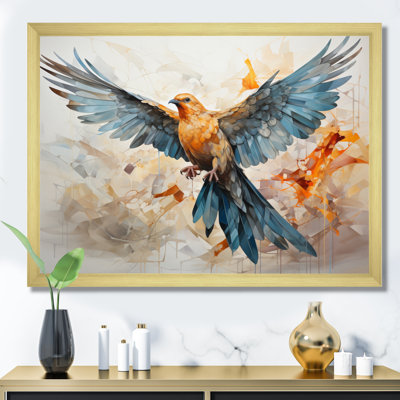 «Teal Dove», impression géométrique sur toile encadrée