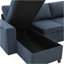 Canapé-lit modulaire convertible en U avec rangement, chargeur USB et porte-gobelets, canapé-lit en chenille rembourré pour le salon, bleu-130853223-130853225