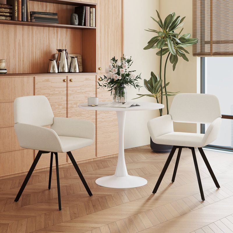 Karahalios Napalis 3-Piece Small Space Dining Set â€“ Round Table & Swivel Chairs for Kitchen, Condo or Breakfast Nook, White