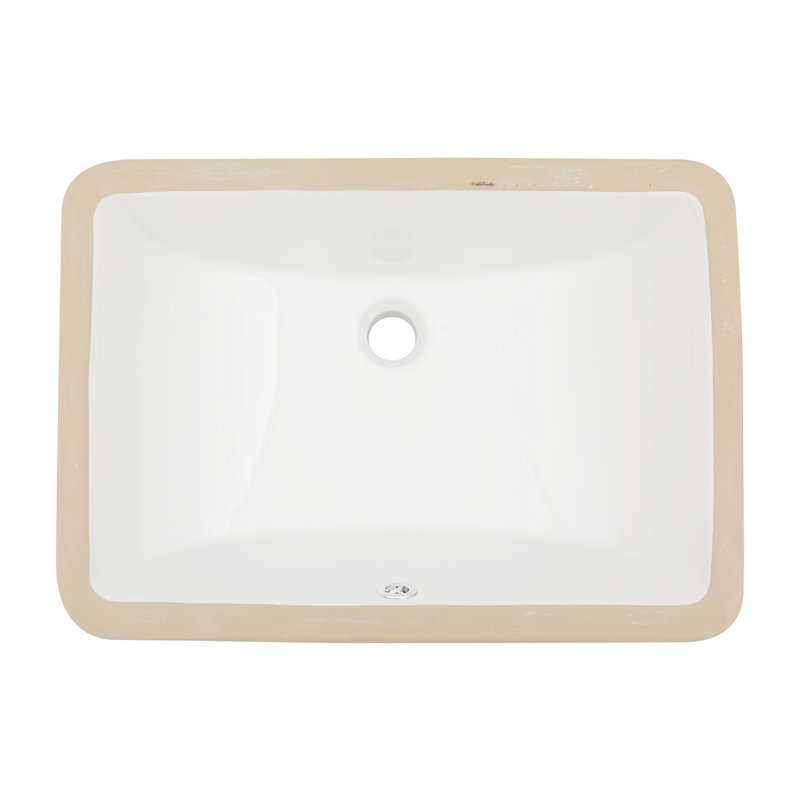 Ceramic Rectangular Undermount Bathroom Sink With Overflow - Low Water Absorption, For Multiple Uses Acid , Different