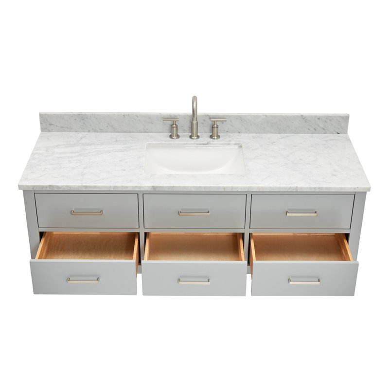 Ensemble de meuble-lavabo mural simple 61 po Ceinture, Gris, Nickel brossé