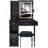 29.2" Small Size Left Drawer Desktop Vanity Table + Cushioned Stool, 2 AC+2 USB Power Station, Hair Dryer Bracket, Extra Large Touch Control Sliding LED Mirror, Tri-Color Switching, Brightness Adjust-2120520918